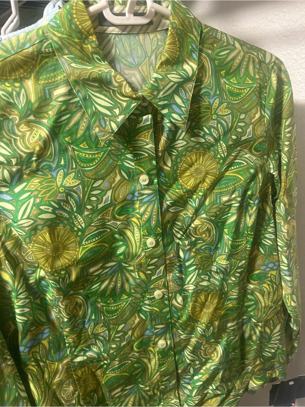 Tabitha Green and Yellow Floral Paisley Button-Down Shirt